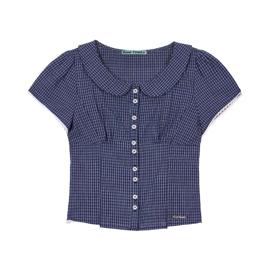 로제프란츠 라운드 카라 반팔 블라우스 네이비(Rosefrantz Round Collar Short Sleeve Blouse [Navy])