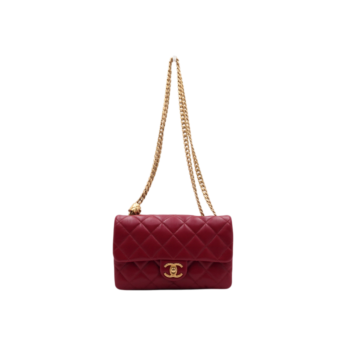 ITMGLUCF2TE8 Chanel Red Lambskin Small Pillow CC Flap Chain Shoulder Bag & Crossbody