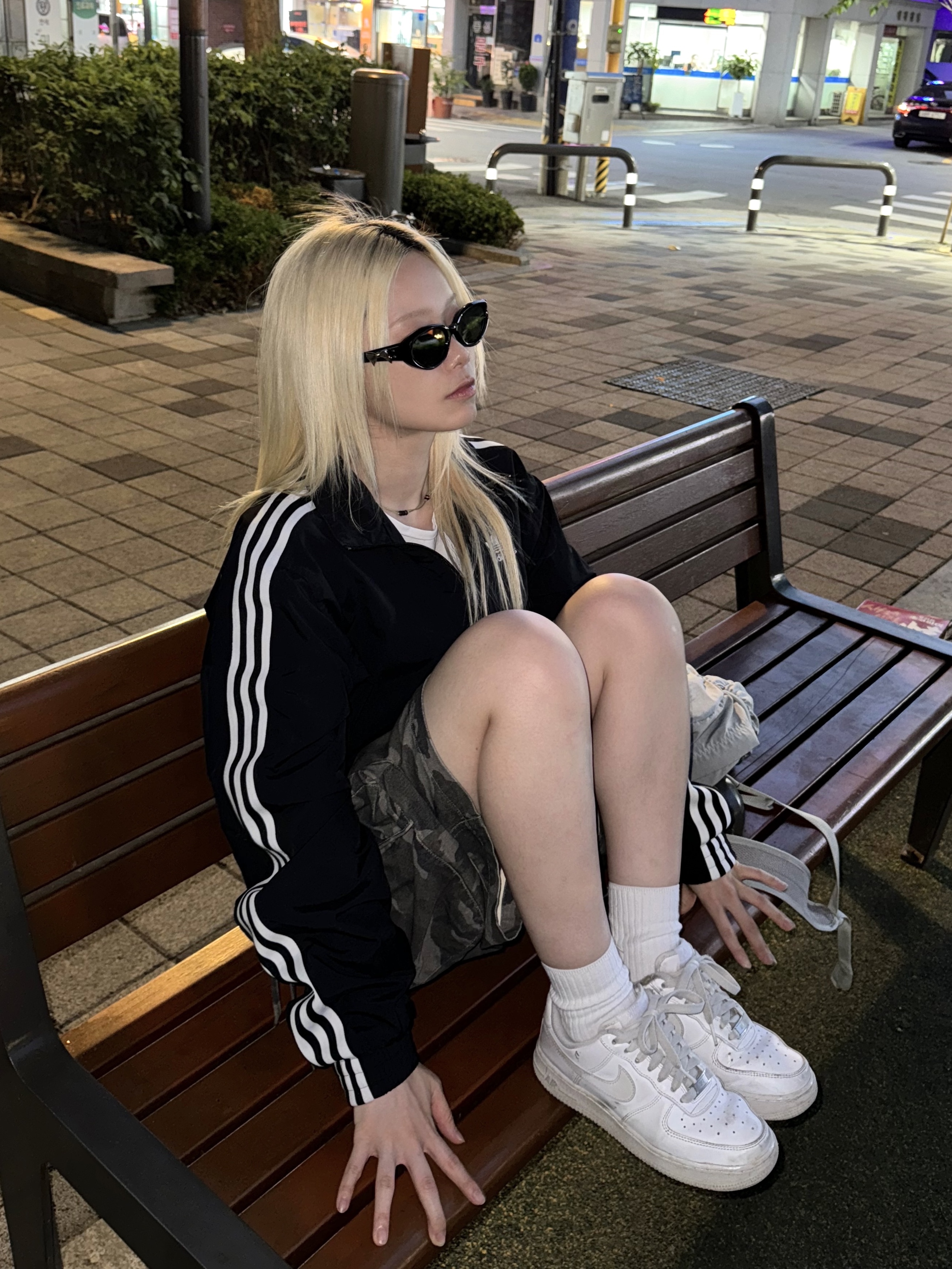 Gentle Monster x Jennie Jentle Salon Fish Tail 01 Black Gray, Adidas Adicolor Woven Firebird Track Top Black  - KR Sizing 착용 스타일 - 2