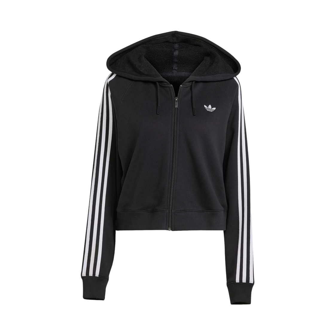 JX5280 (W) Adidas Adicolor 3S Short Zip Hoodie Black White - KR Sizing