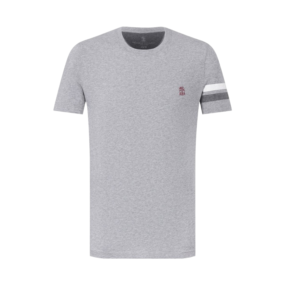 브루넬로 쿠치넬리 코튼 자수 로고 티셔츠 그레이(Brunello Cucinelli Cotton Embroidered Logo T-Shirt Grey)