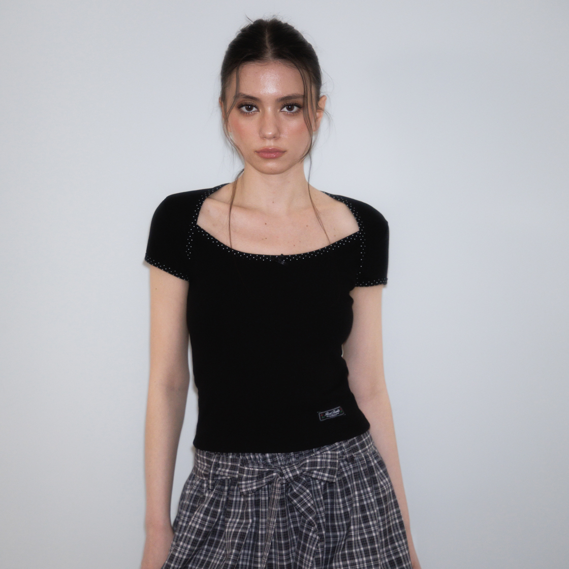로제프란츠타이니 도트 트림 티셔츠 블랙(Rosefrantz Tiny Dot Trim T-shirt [Black]) - 5