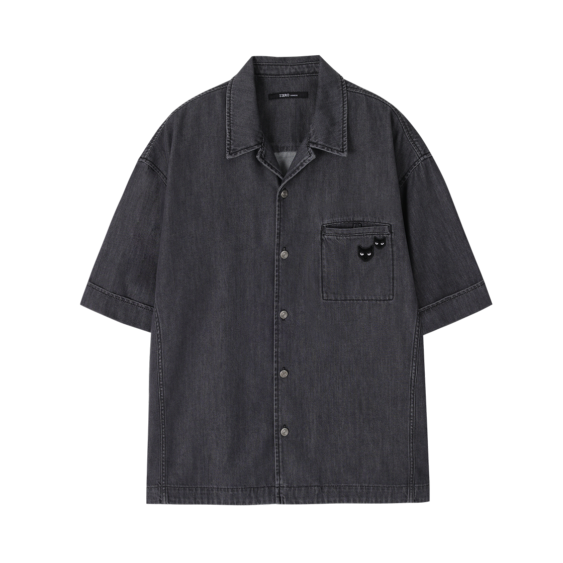 송지오 지제로 트윈 팬서 오픈 카라 데님 하프 셔츠 다크 그레이(SONGZIO ZZERO Twin Panther Open Collar Denim Half Shirt Dark Grey)