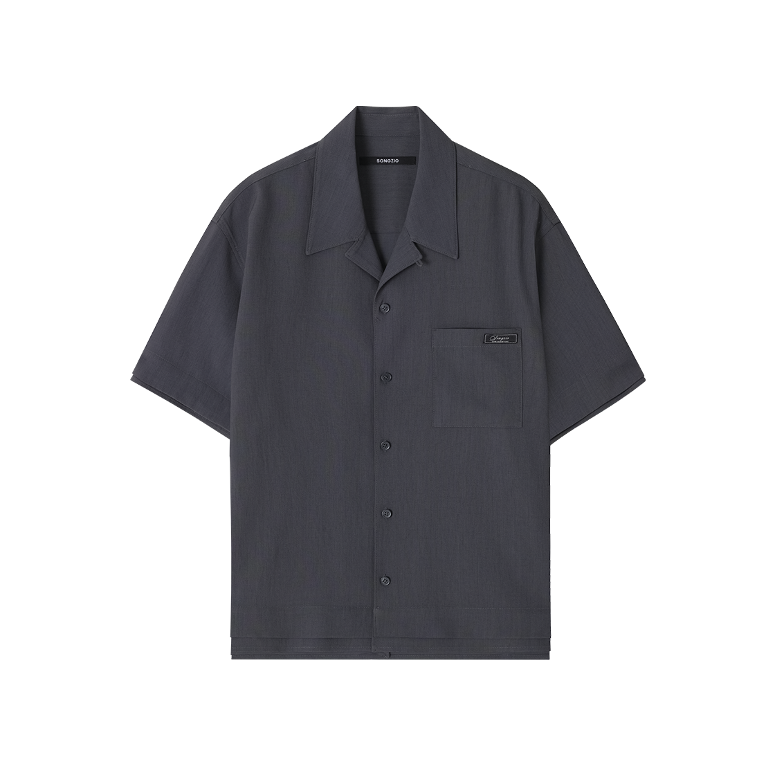 송지오 컬렉션 샤를로 오픈 카라 하프 셔츠 차콜(SONGZIO COLLECTION Charlot Open Collar Half Shirt Chacoal)