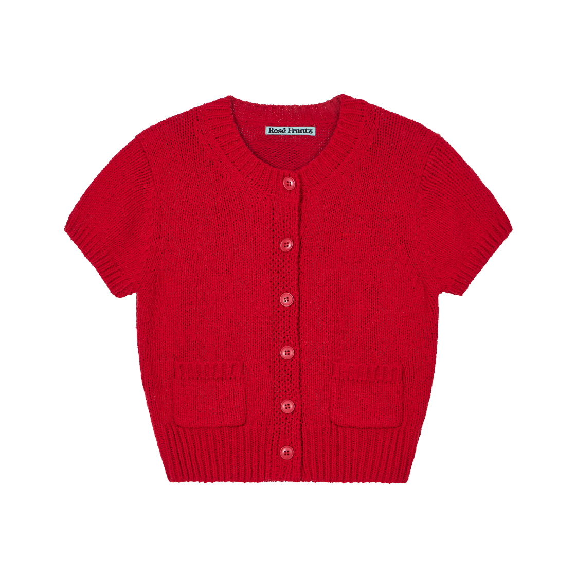 로제프란츠 포켓 반팔 니트 가디건 레드(Rosefrantz Pocket short sleeve knit cardigan [Red]) - 1