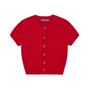 Rosefrantz Pocket short sleeve knit cardigan [Red]