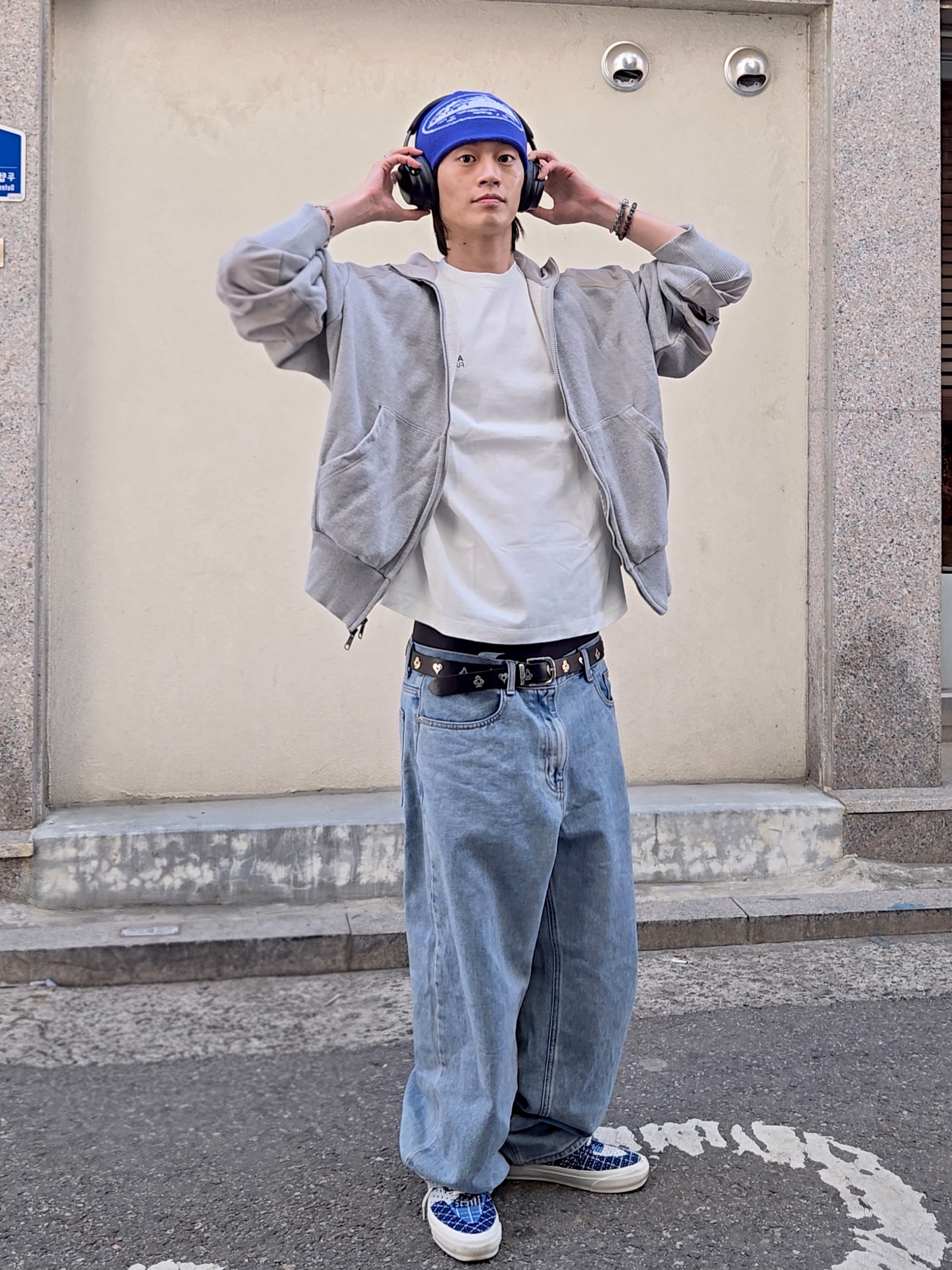 Stussy Royal Suit Dress Belt Black, Vans x FDMTL OTW Half Cab Reissue 33 EK Blue 착용 스타일 - 1
