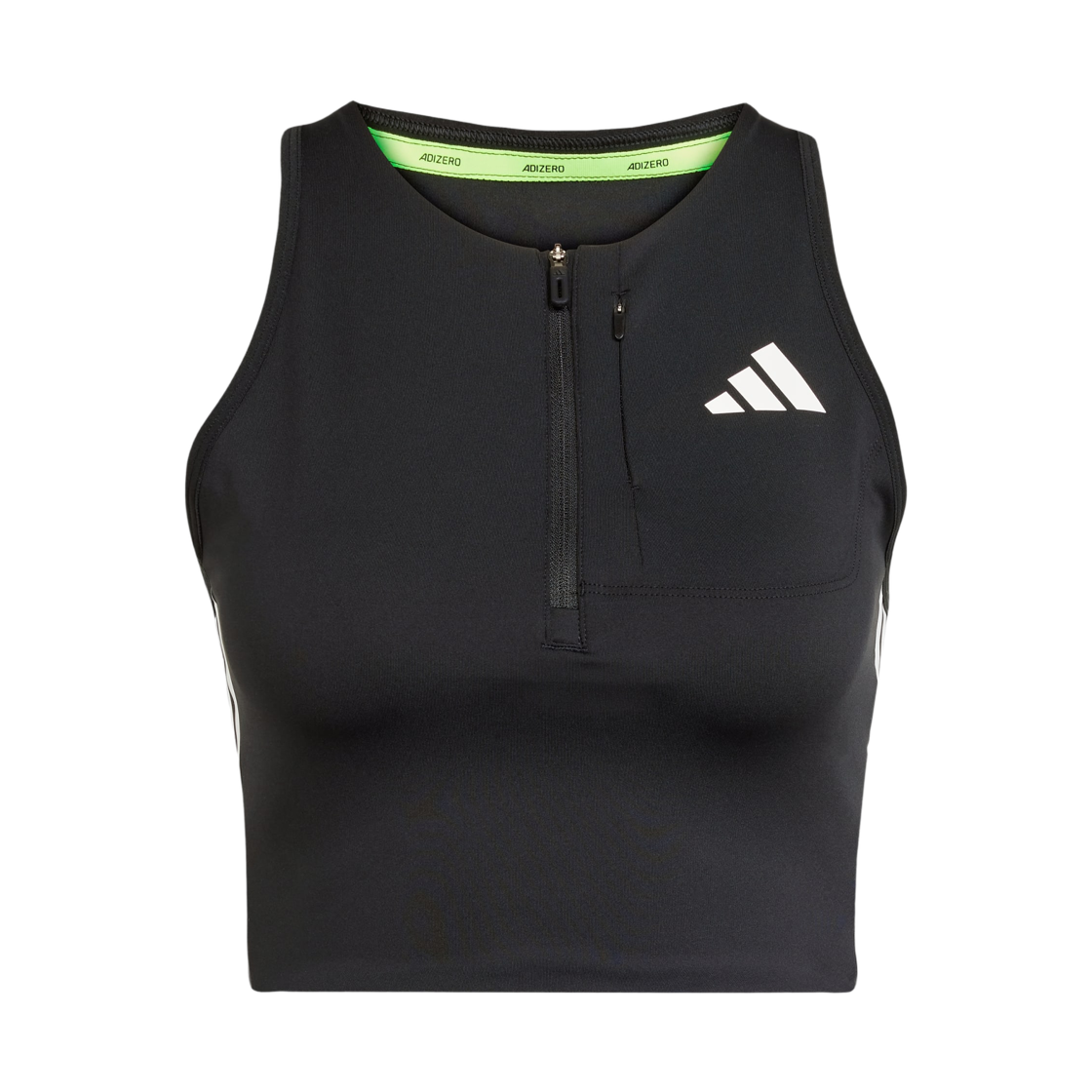 JN7162 Adidas Adizero Running Gel Pocket Crop Top Black - KR Sizing