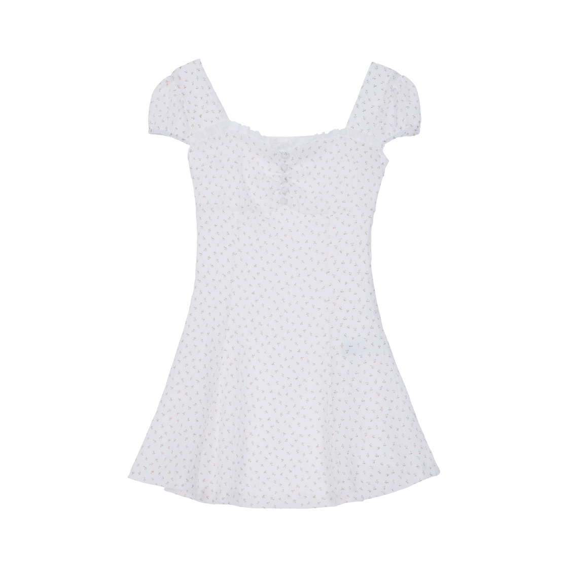 RS26UOP106IVR Rosefrantz Lace Shirring Button Flare Dress [Ivory]