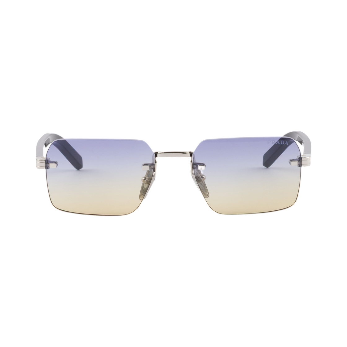 SPRD55-E1BC-FE50E Prada Sunglasses with The Iconic Metal Plaque Shaded Iris Lenses