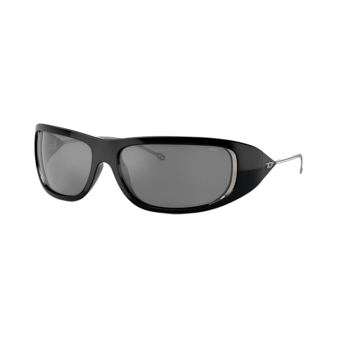 디젤 랩어라운드 스타일 선글라스 블랙 플래쉬 미러(Diesel Wraparound Style Sunglasses Black Flash Mirror) - 2