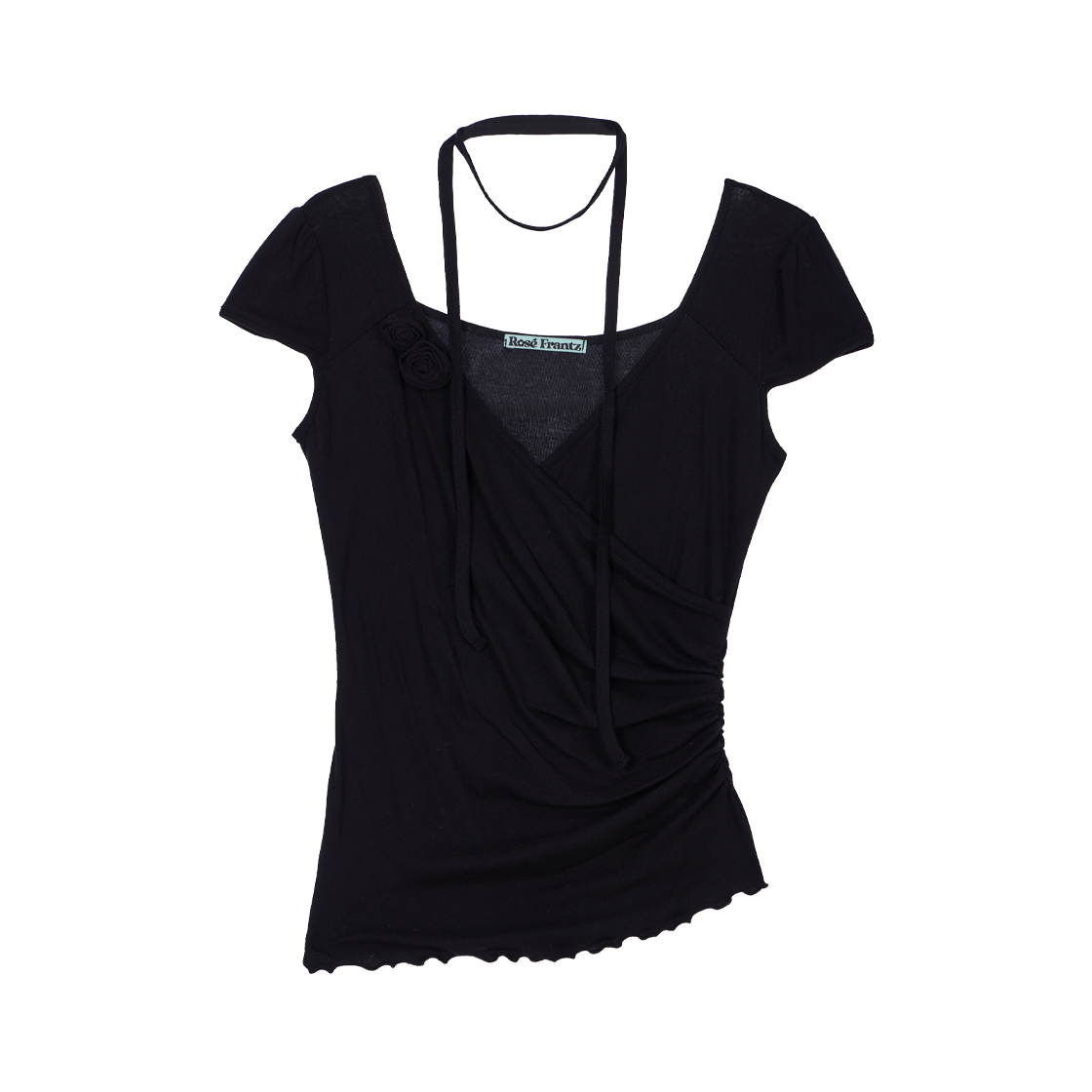 RS26STS102BLK Rosefrantz Corsage Shirring Tie T-shirt [Black]