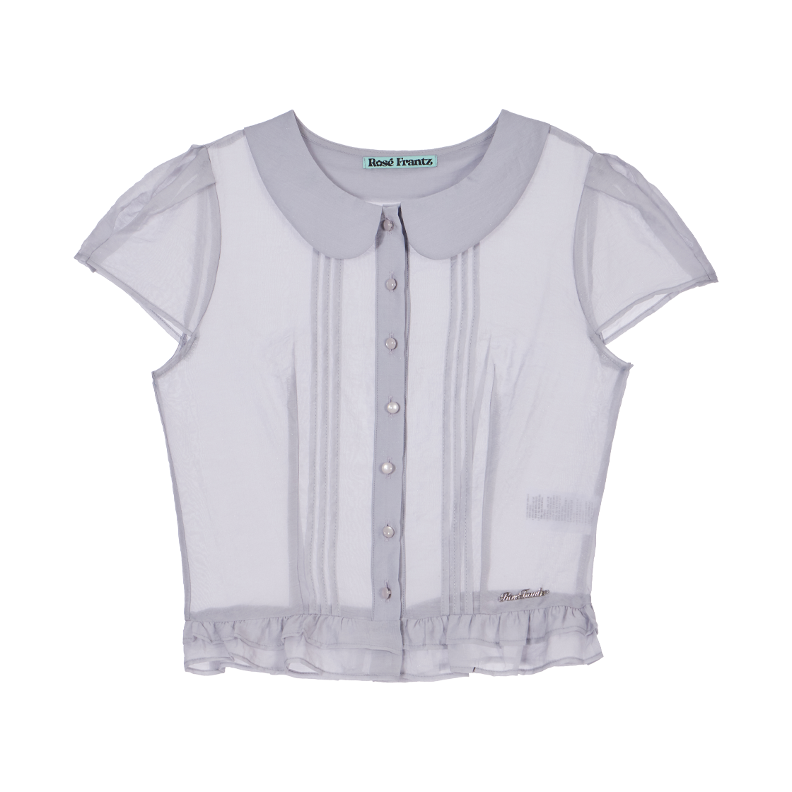 로제프란츠 시스루 플리츠 반팔 블라우스 스카이 블루(Rosefrantz See-through Pleat Short Sleeved Blouse [Sky Blue]) - 1