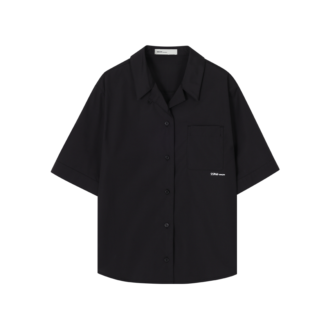 (W) 송지오 우먼 SSAW 오리지널 드로잉 오픈 카라 하프 셔츠 블랙((W) SONGZIO SSAW Original Drawing Open Collared Half Shirt Black) - 2