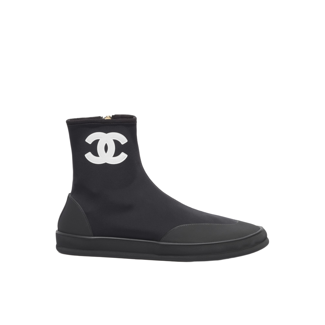 G47141-B23935-U9429 (W) Chanel Coco Beach Collection Short Boots Mixed Fibers Rubber & Black White