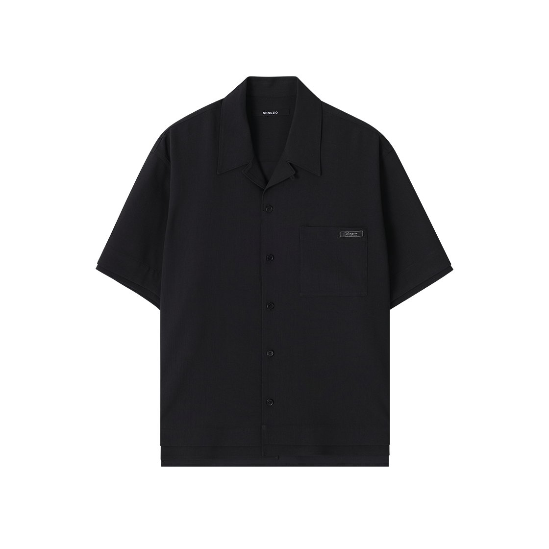 송지오 컬렉션 샤를로 오픈 카라 하프 셔츠 블랙(SONGZIO COLLECTION Charlot Open Collar Half Shirt Black)