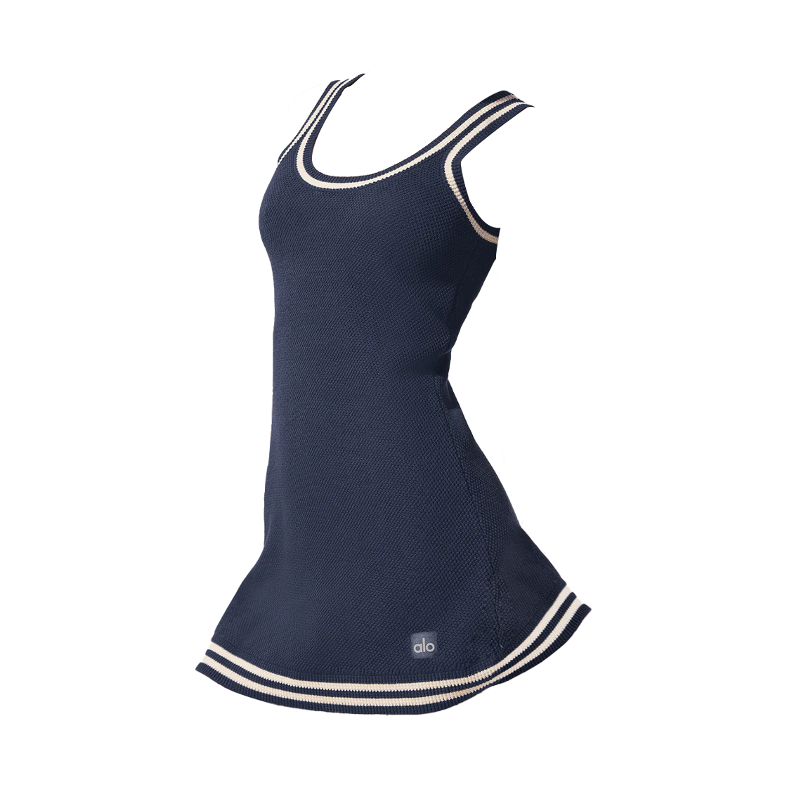 (W) 알로 요가 테니스 클럽 스웨터 니트 드레스 네이비 아이보리((W) Alo Yoga Tennis Club Sweater Knit Dress Navy Ivory)