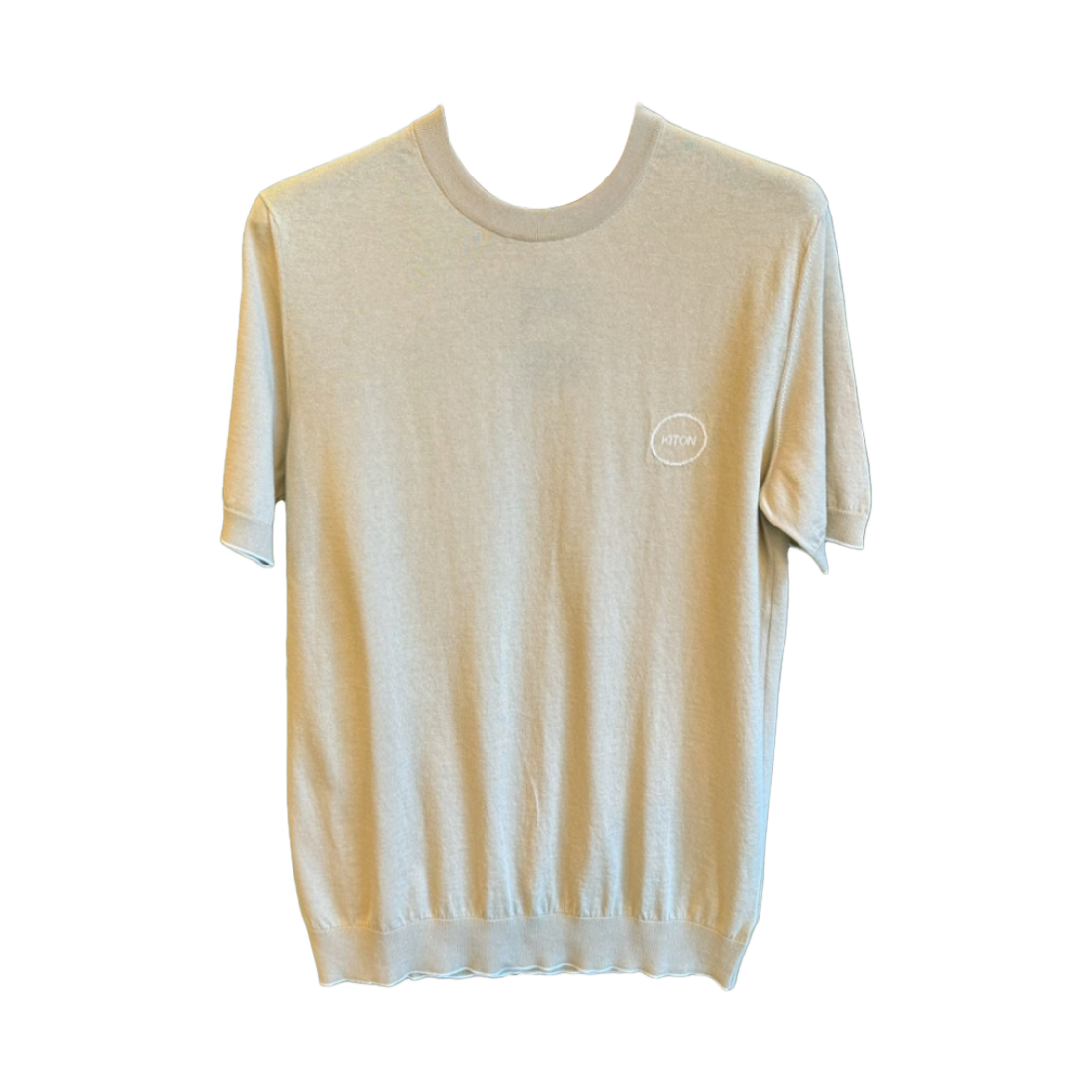 키톤 로고 니트 숏슬리브 티셔츠 베이지(Kiton Logo Knit Short Sleeve T-Shirt Beige)