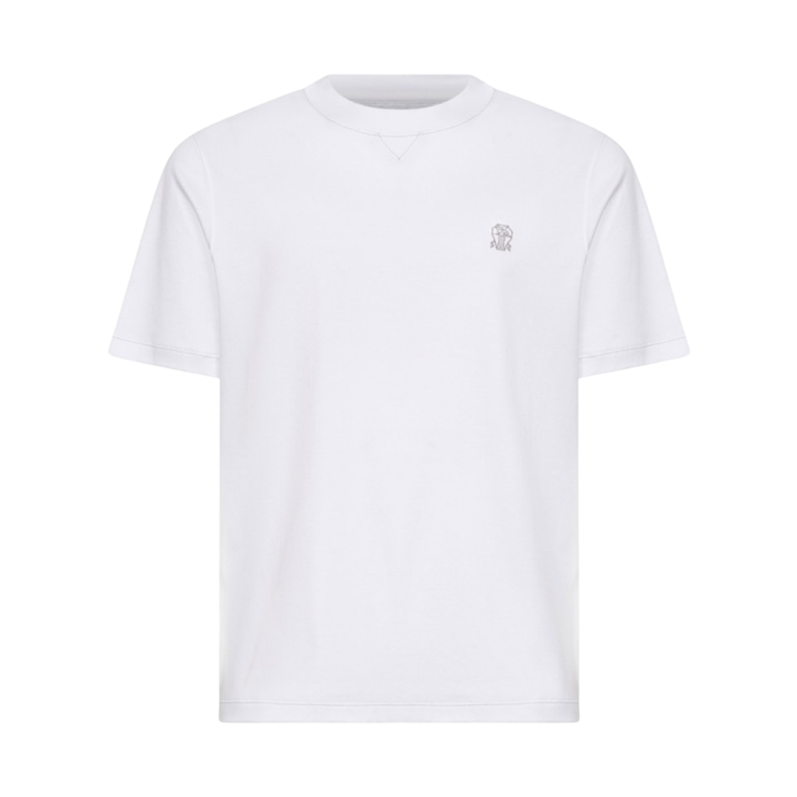 브루넬로 쿠치넬리 로고 자수 크루넥 티셔츠 화이트(Brunello Cucinelli Logo Embroidered Crewneck T-Shirt White)