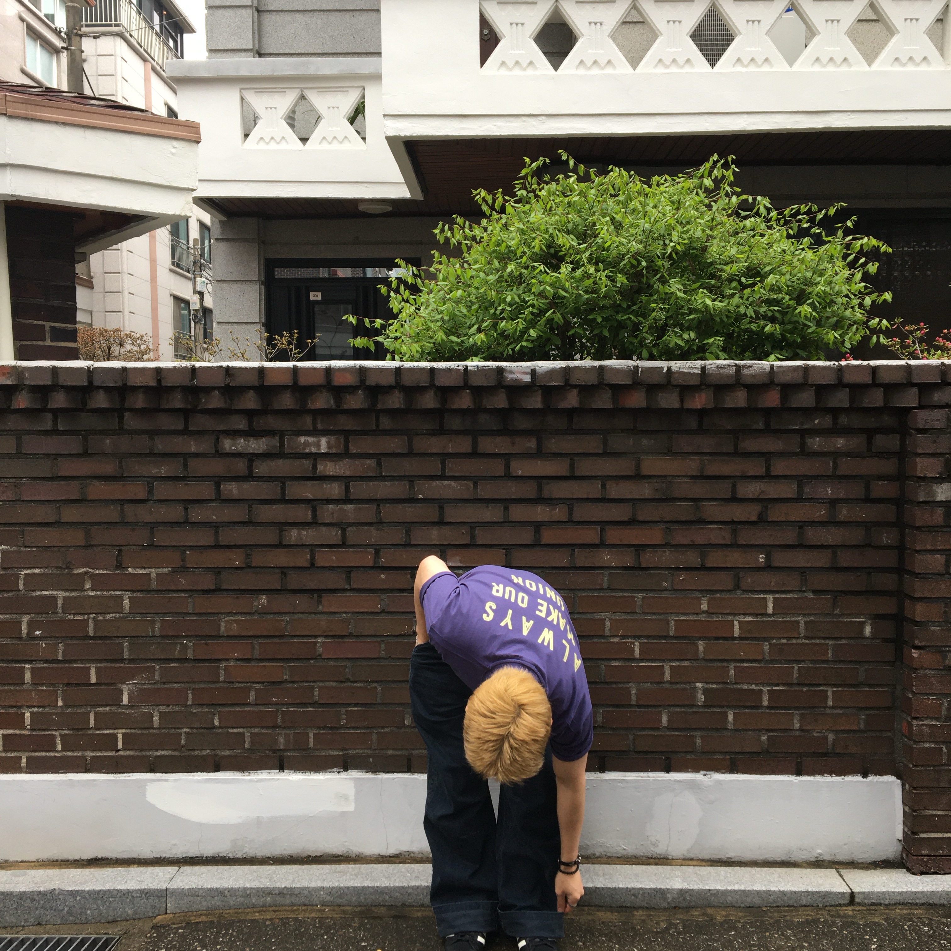 AMOU Holiday Half T- Shirts Purple 착용 스타일 - 7