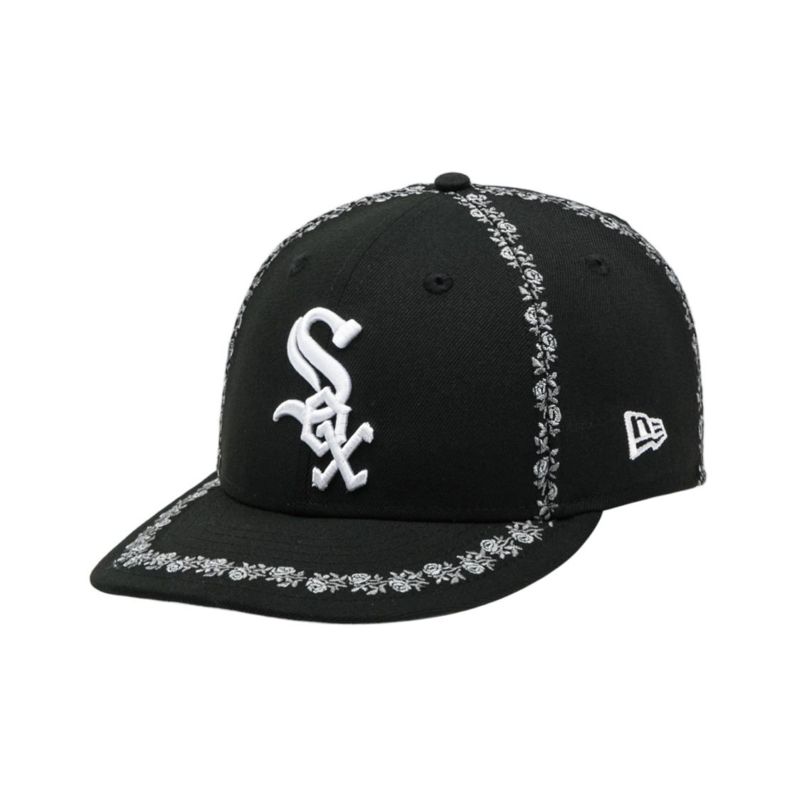14736991 New Era MLB Chicago White Sox Rose Embroidery Low Profile Fitted Cap Black