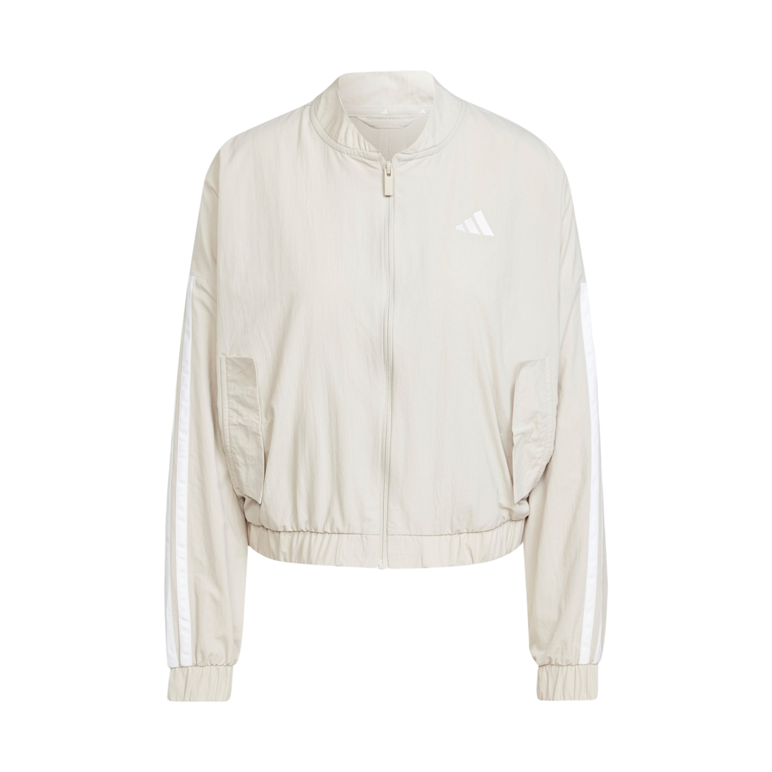 JE1317 (W) Adidas Essentials 3-Stripes Lifestyle Woven Bomber Jacket Beige White - KR Sizing