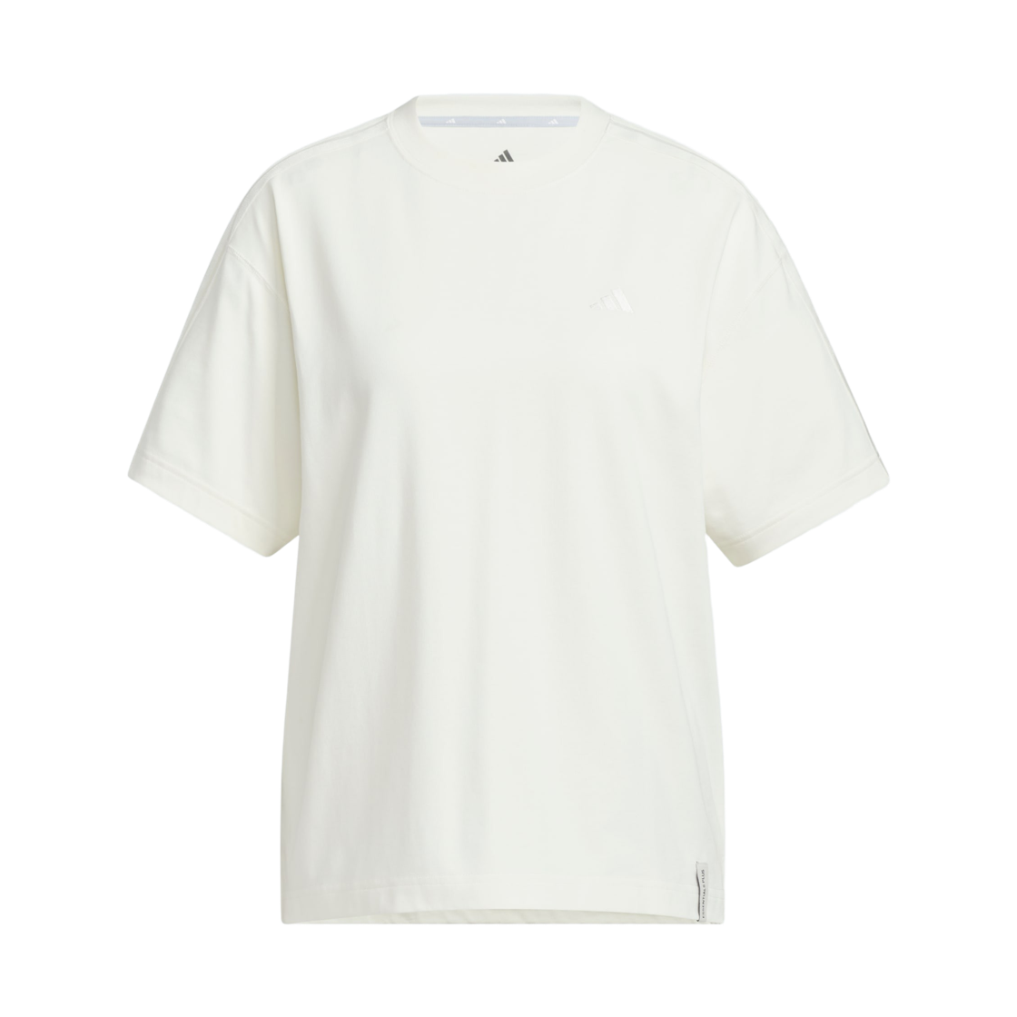KF8256 (W) Adidas Sportswear Essentials Plus 3-Stripe Loose Fit Short Sleeve T-Shirt Off White - KR Sizing