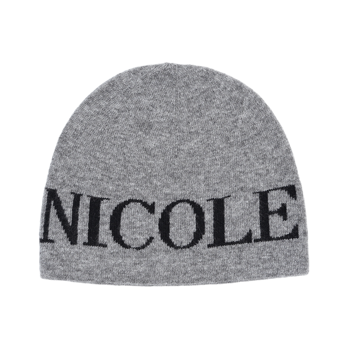 닉앤니콜 캐시미어 레터링 자카드 비니 그레이(NICK&NICOLE Cashmere Lettering Jaquard Beanie Gray)