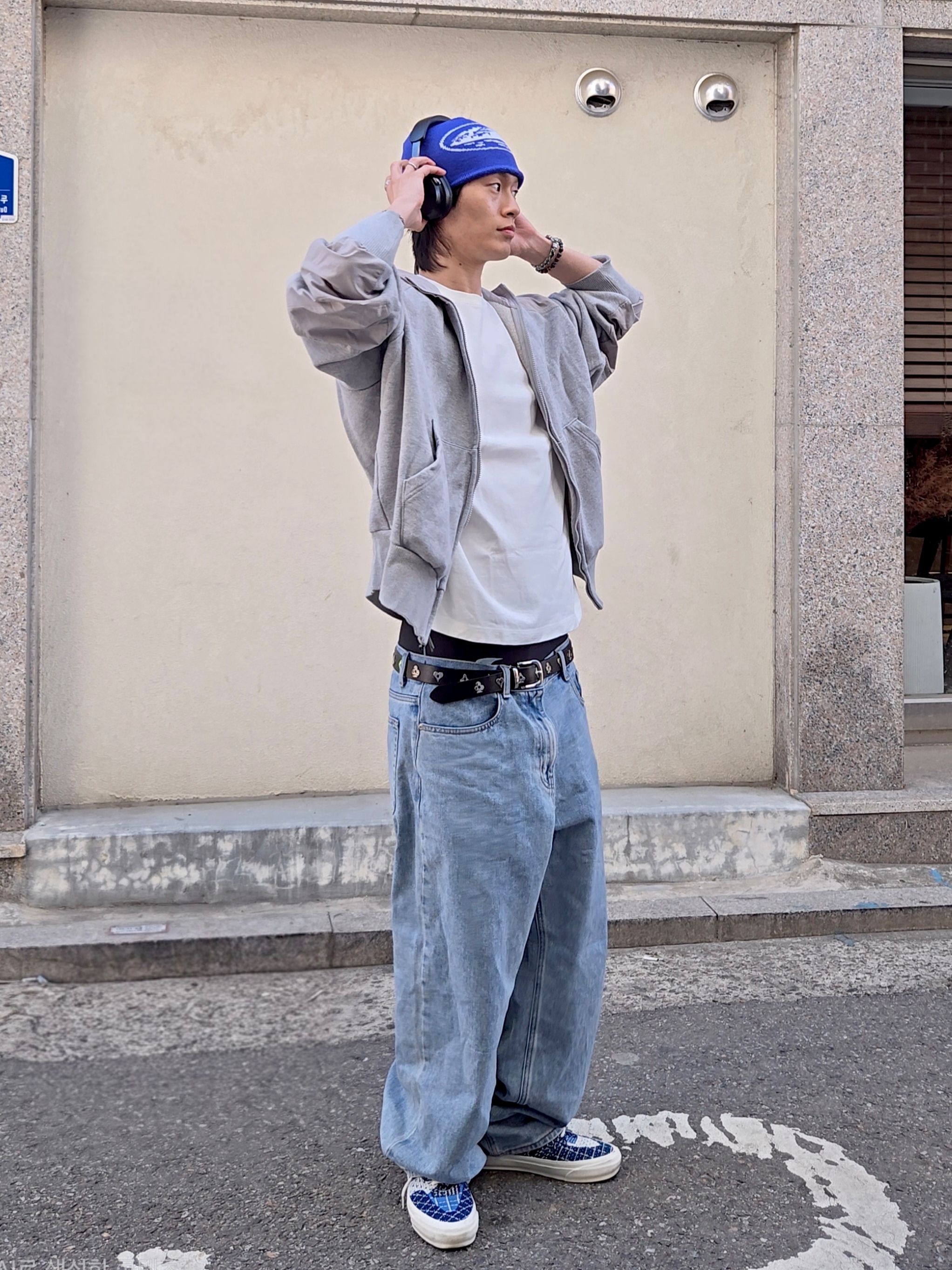 Stussy Royal Suit Dress Belt Black, Vans x FDMTL OTW Half Cab Reissue 33 EK Blue 착용 스타일 - 2