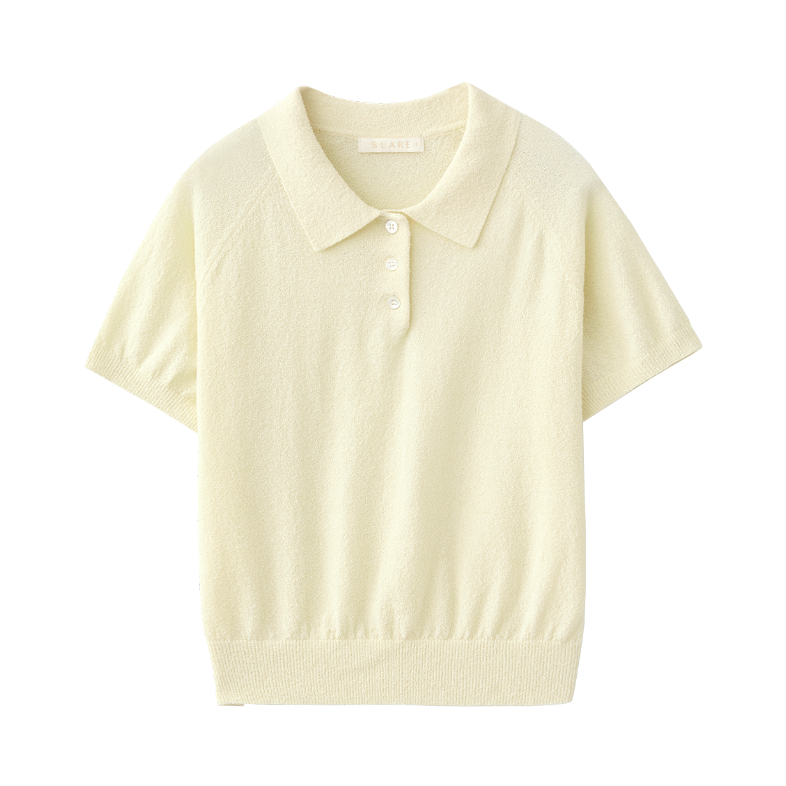 (우먼)코튼 부클 버튼 카라 니트 옐로우((W) Suare Women Cotton Boucle Button Collar Knit Yellow)