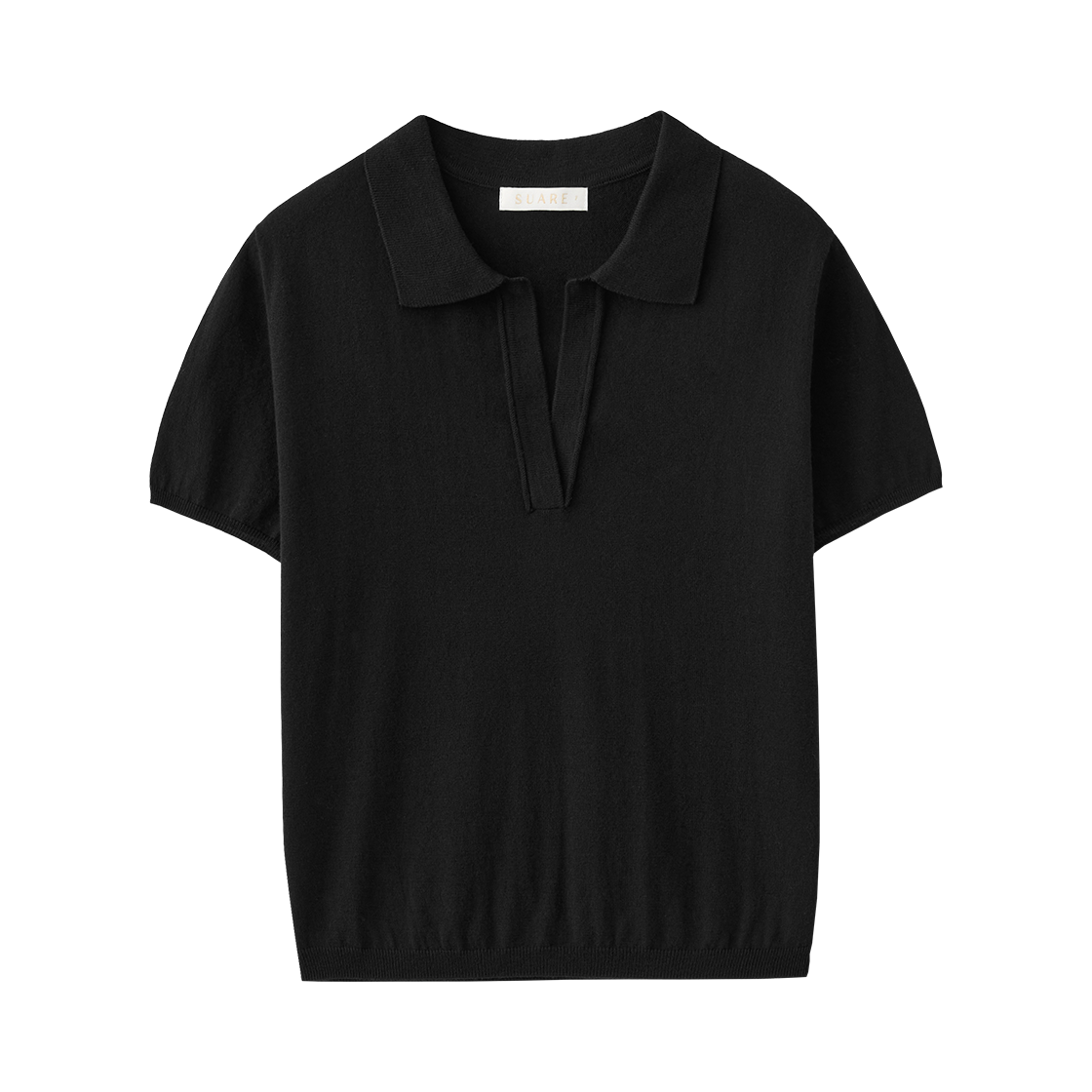(우먼)에어리 코튼 카라 하프 니트 블랙((W) Suare Women Airy Cotton Collar Half Knit Black) - 1