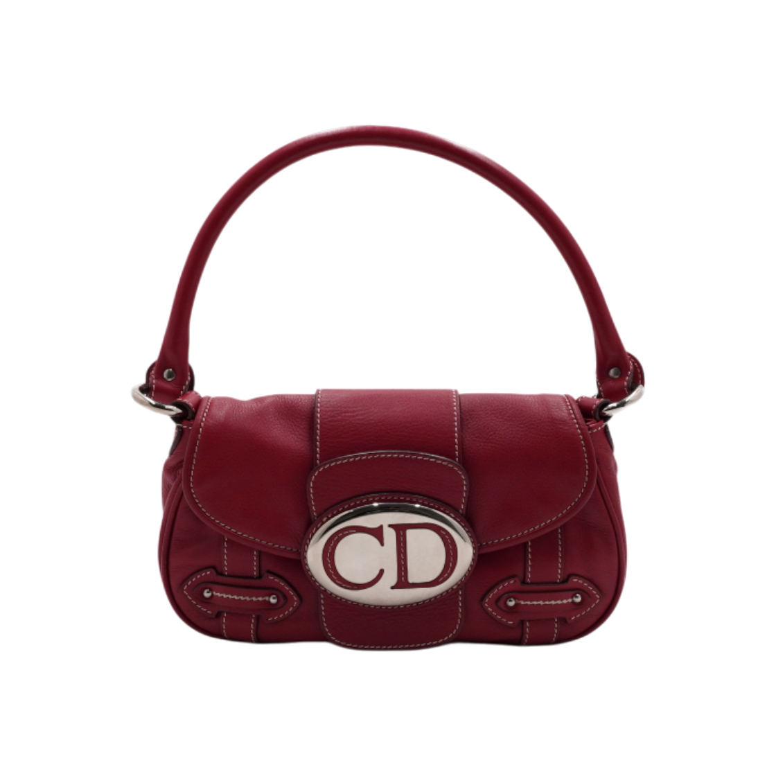 IT42QEQHPS72 Dior VEB44381 Red Leather CD Logo Flap Tote & Shoulder Bag