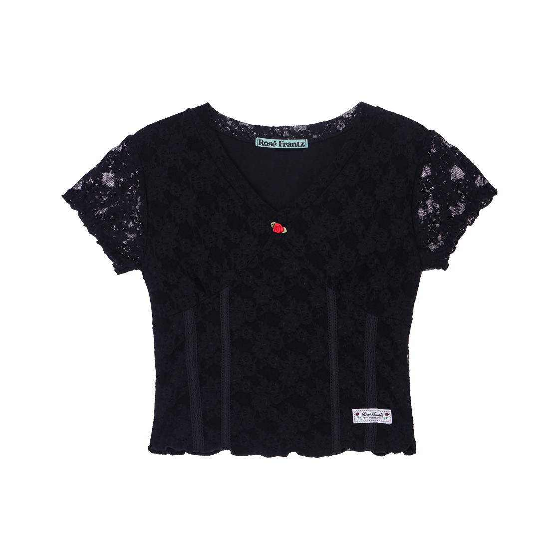 RS26STS110BLK Rosefrantz Rose Lace Slim T-shirt [Black]