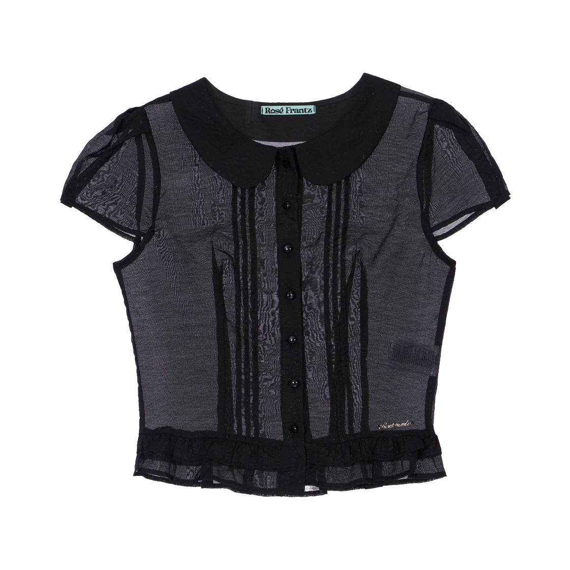 로제프란츠 시스루 플리츠 반팔 블라우스 블랙(Rosefrantz See-through Pleat Short Sleeved Blouse [Black]) - 1