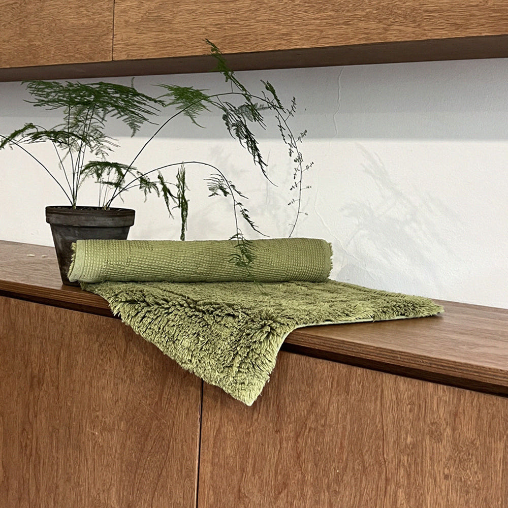 올리브 그린 푹신한 미끄럼 방지 순면 발매트 45x65cm(MUSEONGHWA Olive Green Non-Slip Cotton Foot Mat Rug 45x65cm) - 4