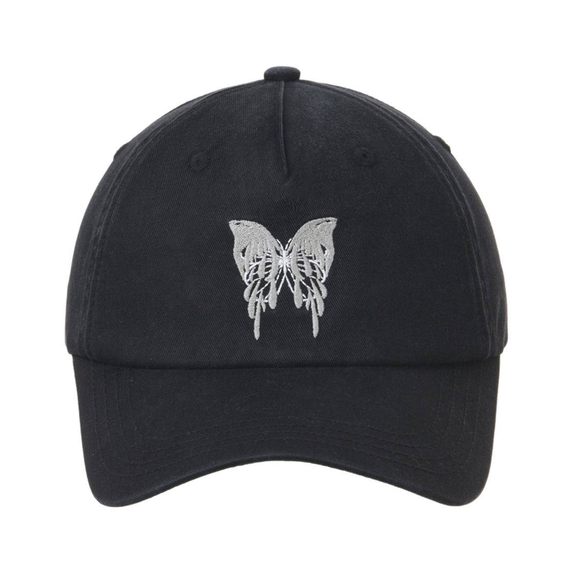 닉앤니콜 × 영거송 멜팅 버터플라이 워시드 캡 블랙 실버(NICK&NICOLE × YOUNGER SONG Melting Butterfly Washed Cap Black Silver)