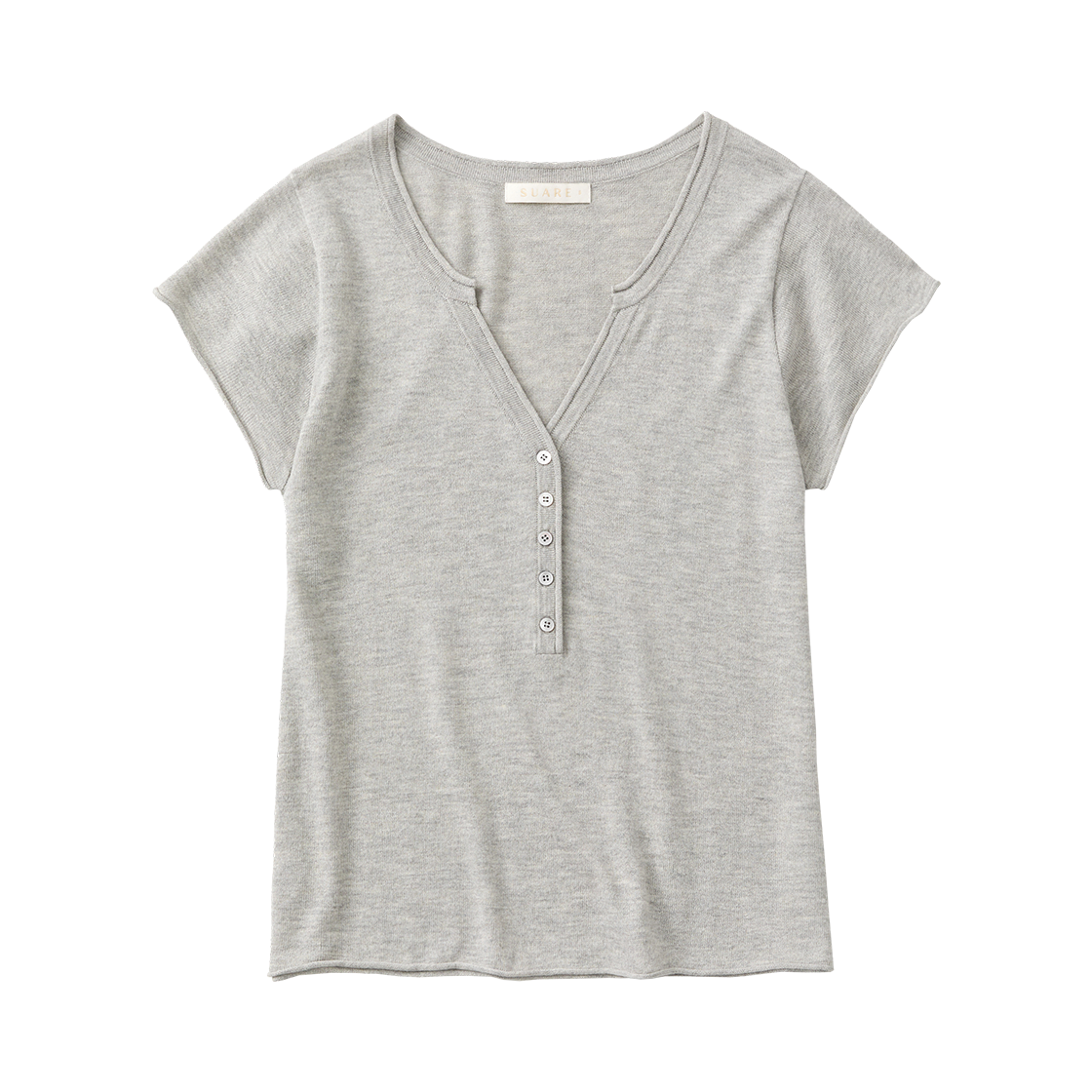 (우먼)코튼 모달 헨리넥 니트 멜란지((W) Suare Women Cotton Modal Henley Neck Knit Melange)