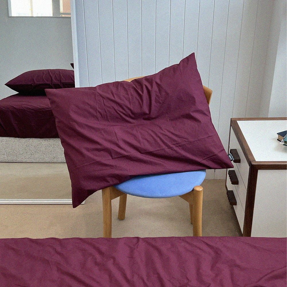 무성화 알프 60수 순면 바이오워싱 와인색 베개커버 40x60cm(MUSEONGHWA Alf 60 Pure Cotton BioWashed Wine Color Pillow Cover 40x60cm) - 2