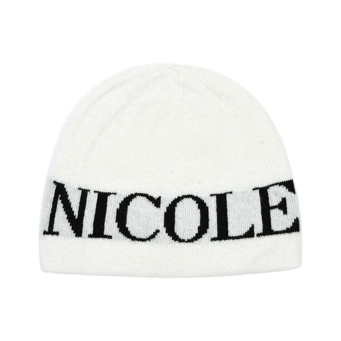 N_SS NICK&NICOLE Cashmere Lettering Jaquard Beanie Ivory