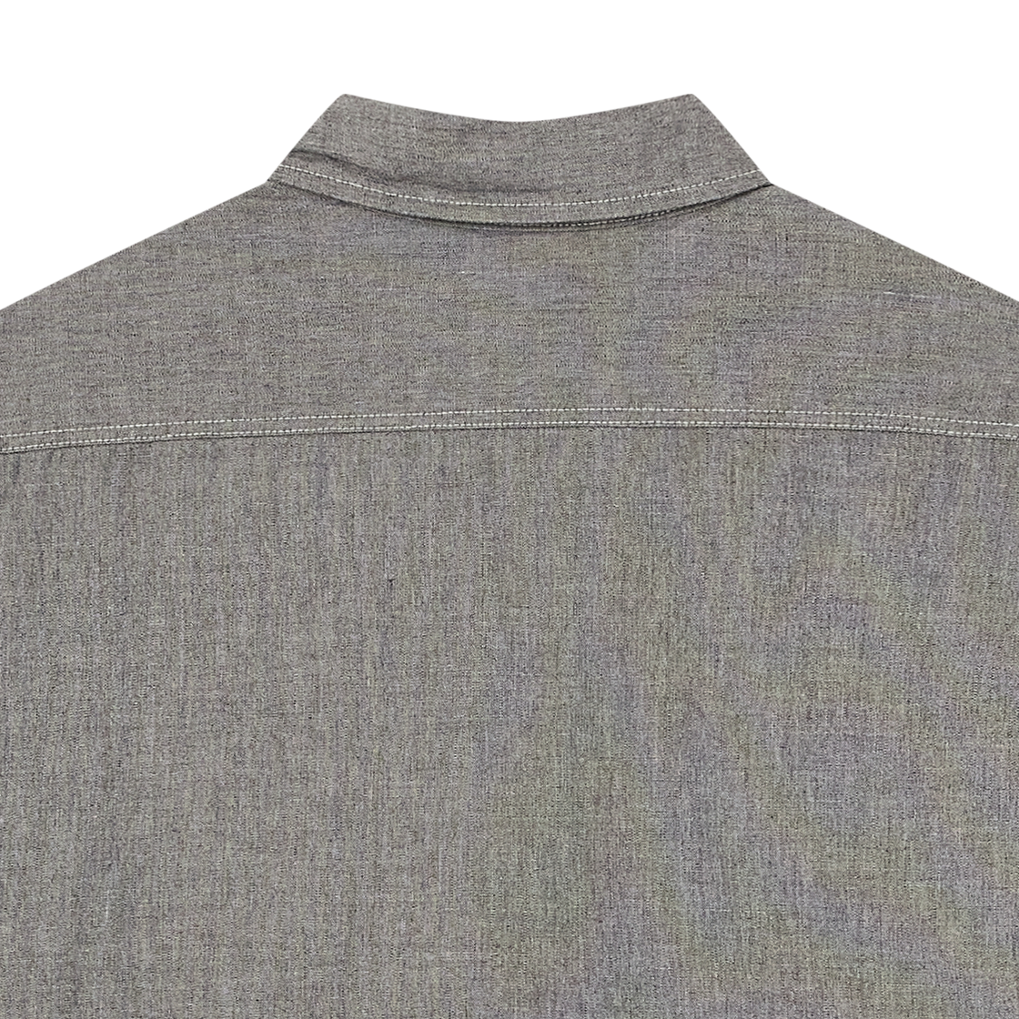 오어슬로우 쇼트 슬리브 그레이 샴브레이 워크 셔츠 위드 플랩 포켓 그레이 - 26SS(Orslow Short Sleeve Gray Chambray Work Shirt With Flap Pocket Gray - 26SS) - 4