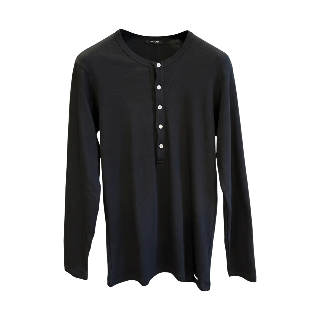 톰포드 스트레치 코튼 헨리 티셔츠 블랙(Tom Ford Stretch Cotton Henley T-Shirt Black)