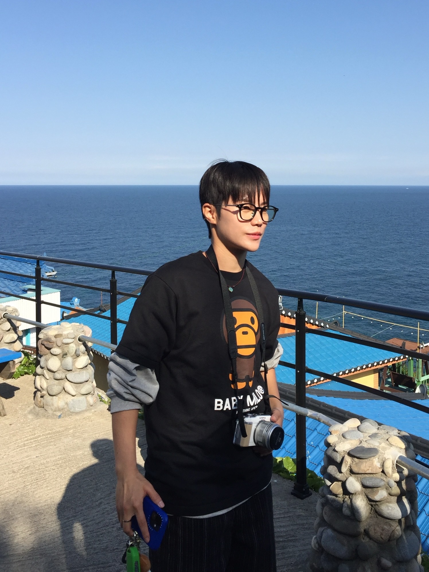 BAPE Baby Milo T-Shirt Black, Gentle Monster Eddy 01 Black 착용 스타일