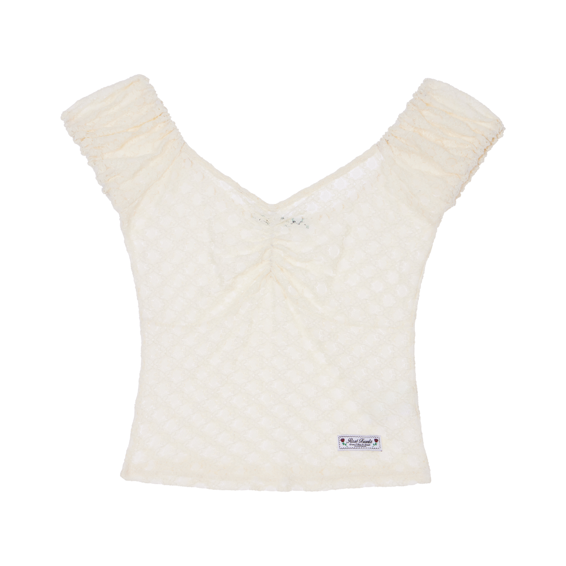 RS26STS105CRM Rosefrantz Lace Shirring Crop T-shirt [Cream]