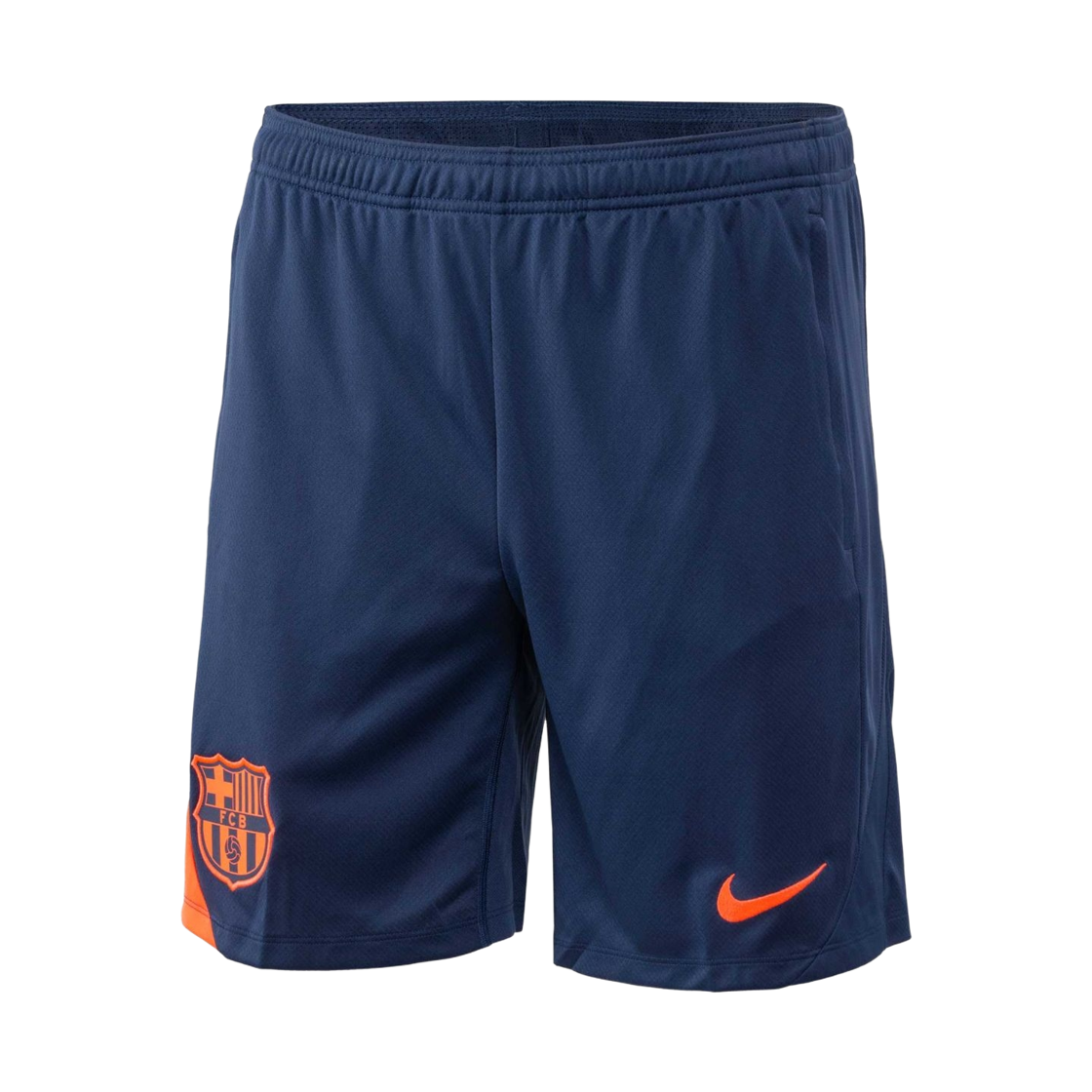 HM3371-410 Nike FC Barcelona Strike Third Dri-Fit Total 90 Football Knit Shorts Midnight Navy Bright Mango (HM3371-410) (Non Marking Ver.)