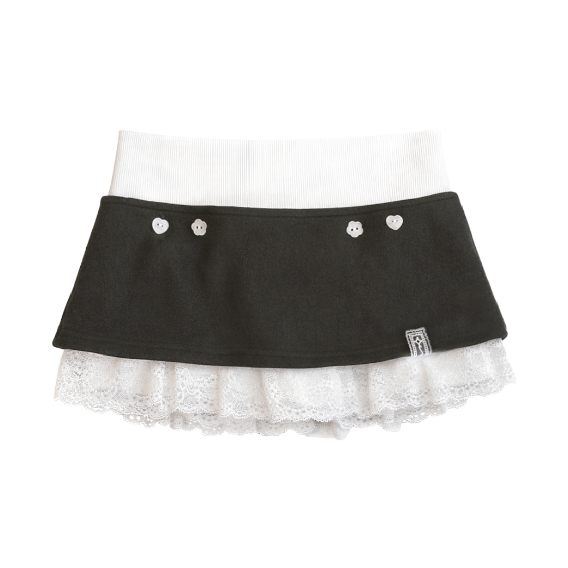 준수이 엔티티 01-02 투웨이 레이스 스코트 차콜(JUNSUI ENT 01-02 2Way Lace Skort Charcoal)