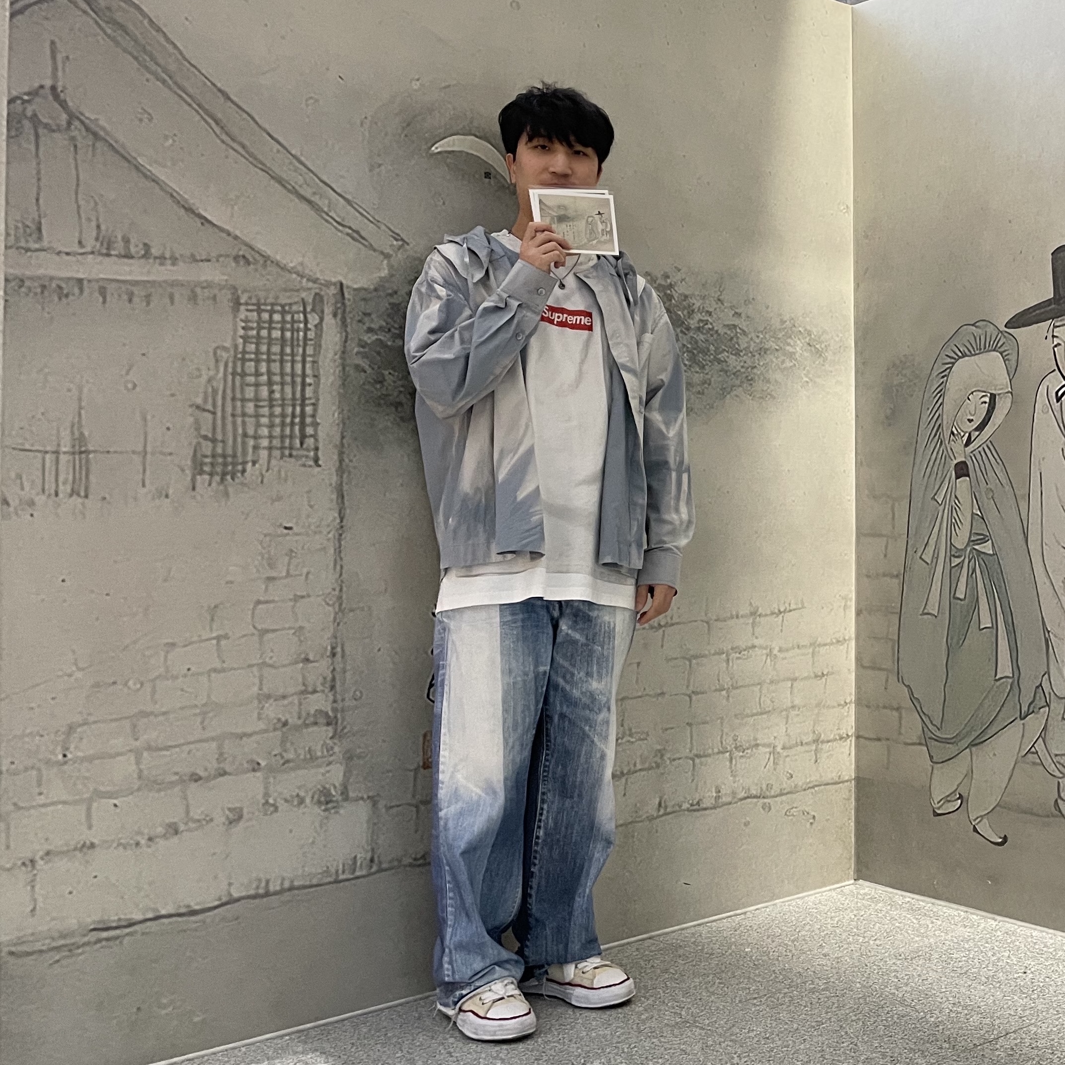 Supreme x MM6 Maison Margiela Box Logo T-Shirt White - 24SS 착용 스타일