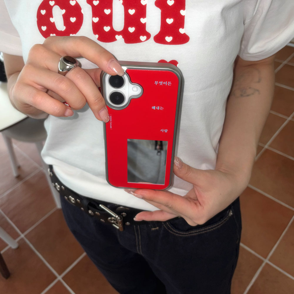 비비블 하우스 실버미러 무엇이든해내는사람 폰케이스 레드(BIBIBL HOUSE Silver Mirror Someone who makes anything happen Phone Case red) - 3
