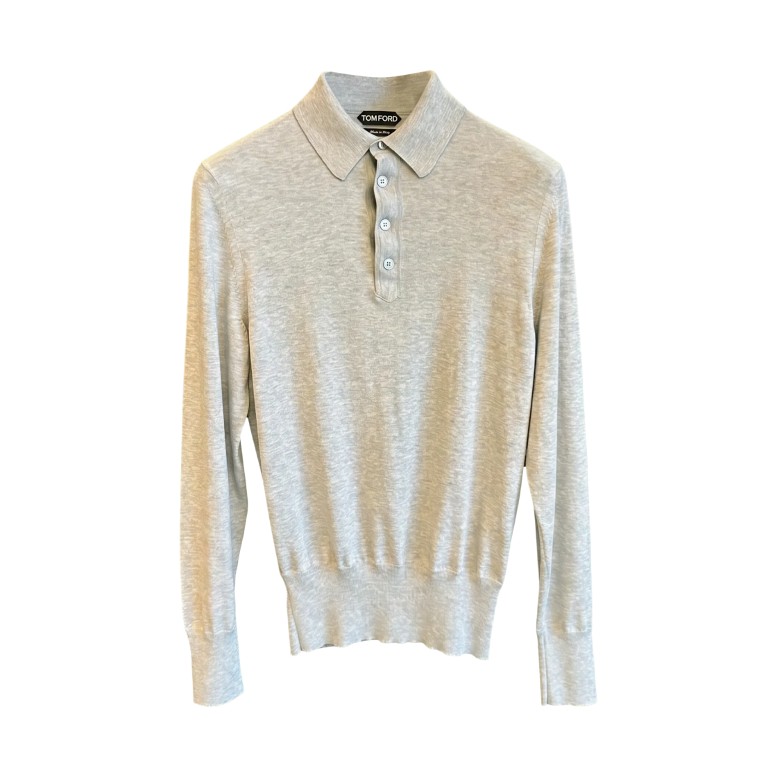 톰포드 코튼 롱슬리브 폴로 티셔츠 그레이(Tom Ford Cotton Long Sleeve Polo T-Shirt Grey)