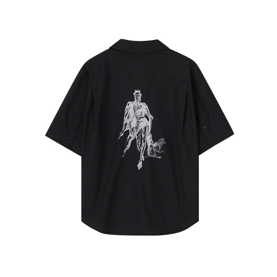 WI1SH110BK (W) SONGZIO SSAW Original Drawing Open Collared Half Shirt Black