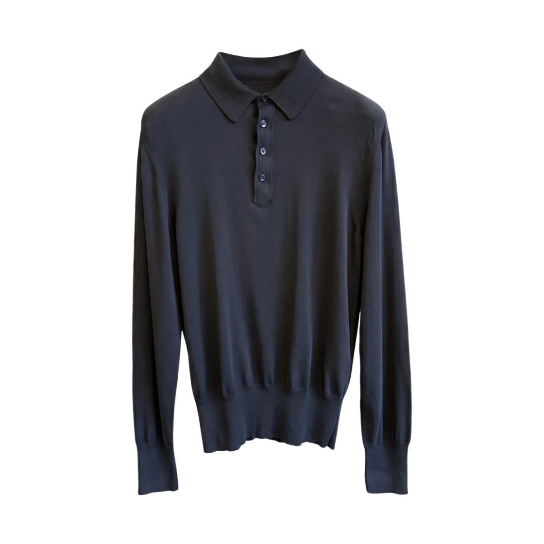 톰포드 코튼 롱슬리브 폴로 티셔츠 블랙(Tom Ford Cotton Long Sleeve Polo T-Shirt Black)
